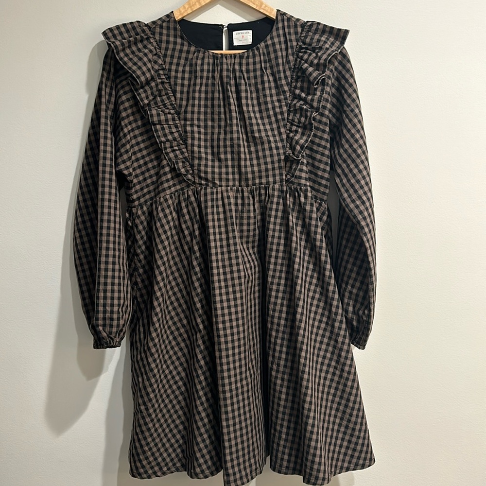 Crewcuts - girls long sleeve ruffle shoulder dress - size 14